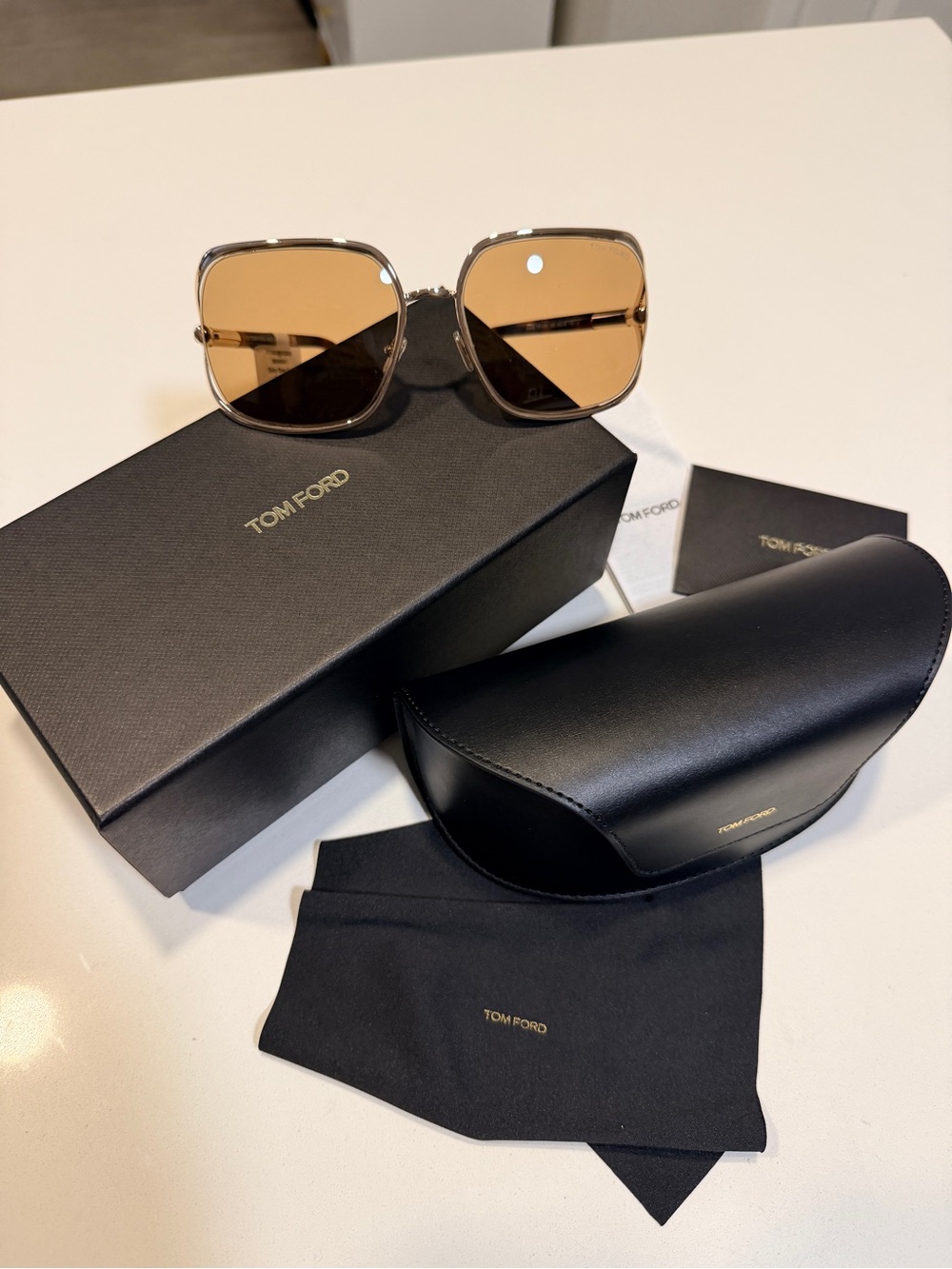 New Tom Ford Goldie Shiny Rose Gold Oversized Square Sunglasses